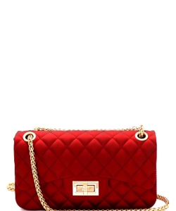 Quilted Matte Jelly Small 2 Way Shoulder Bag JP067 RED